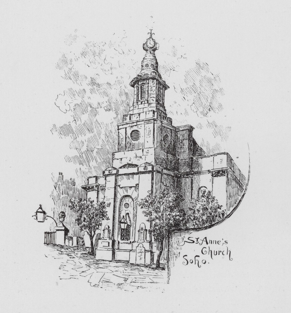 Église St Anne de Soho (litho) - English School