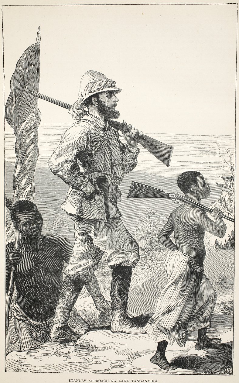 Stanley approchant le lac Tanganyika, illustration de l