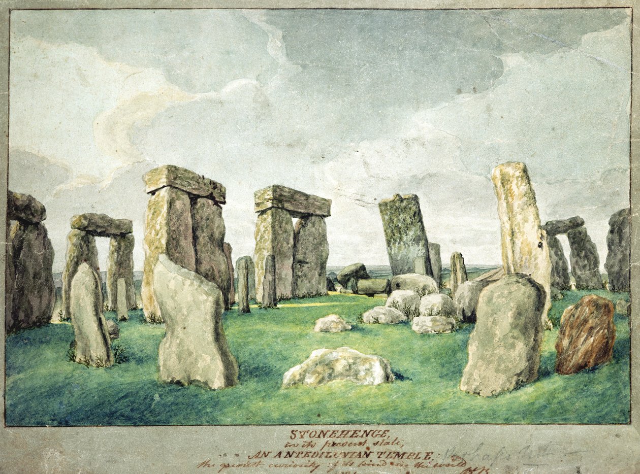 Stonehenge dans son état actuel, un temple antédiluvien, 1821 - English School