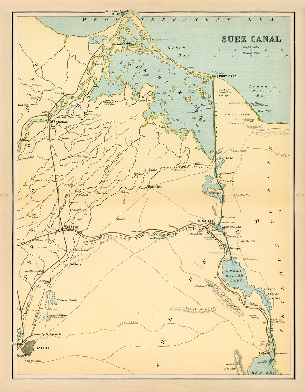 Canal de Suez (lithographie couleur) - English School