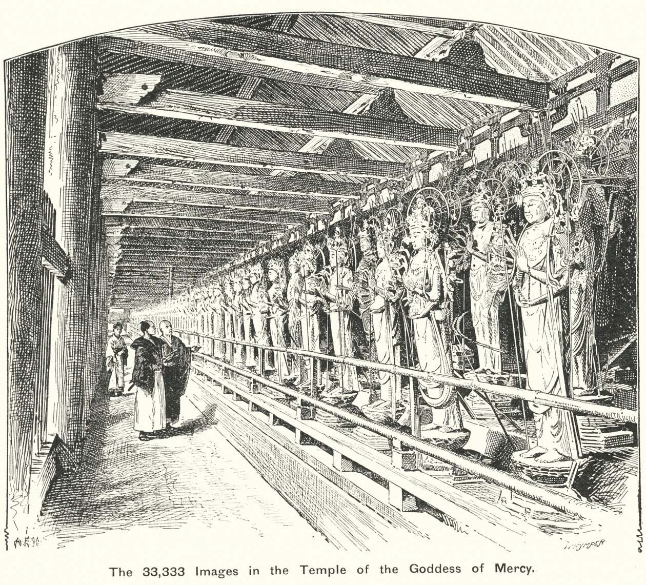Les 33 333 images du temple de la déesse de la miséricorde (gravure) - English School