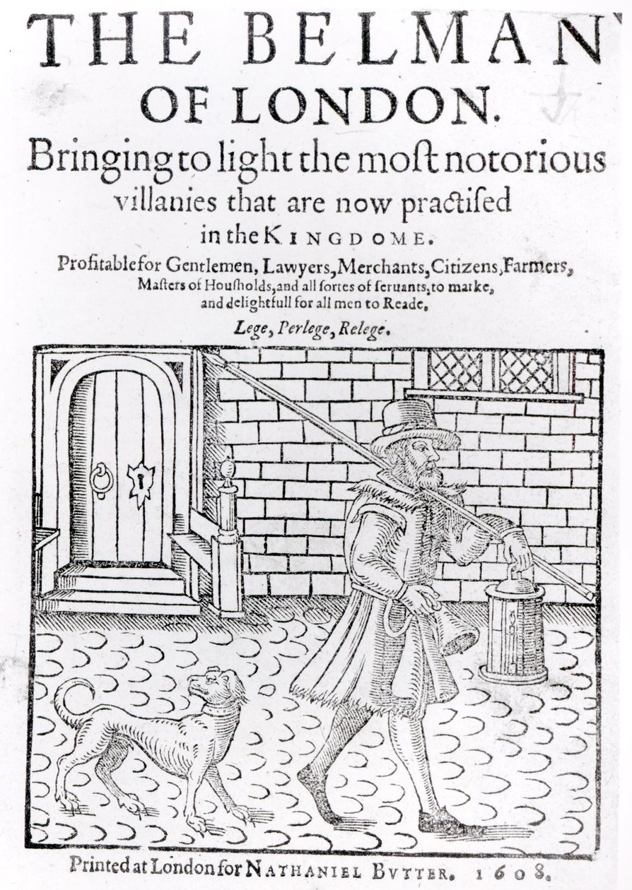 Le crieur de Londres, par Thomas Dekker, page de titre, imprimé par Nathaniel Butter, 1608 - English School