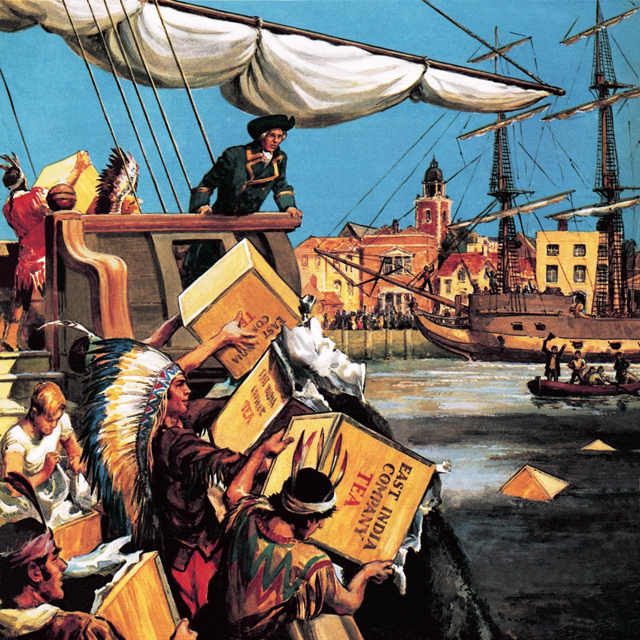 Le Boston Tea Party (lithographie) - English School