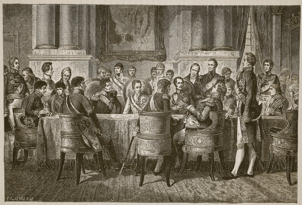 Le Congrès de Vienne (illustration de Cassells Illustrated History of England) - English School