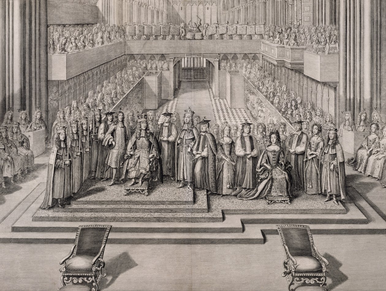 Le couronnement du roi Jacques II (1633-1701) et de sa seconde épouse Marie de Modène (1658-1718) 1685 - English School