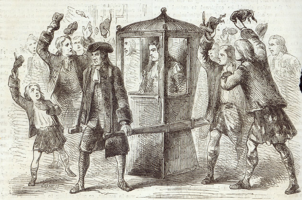 Le duc de Hamilton se rendant à la Chambre du Parlement écossais - English School