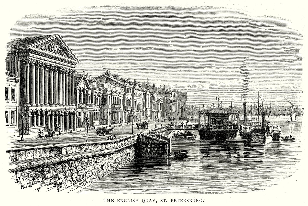 Le quai des Anglais, Saint-Pétersbourg (gravure) - English School