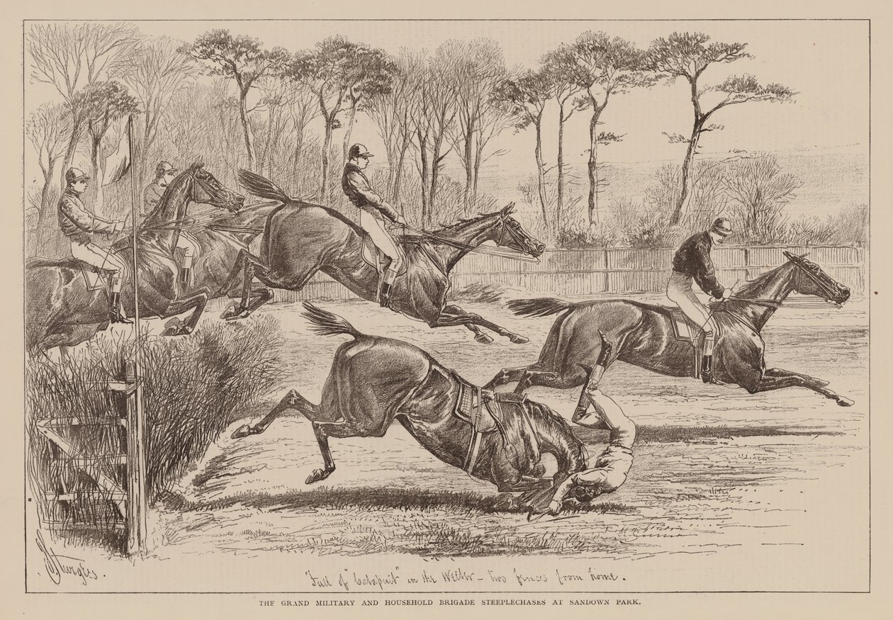The Grand Military and Household Brigade Steeplechases at Sandown Park (gravure) - English School