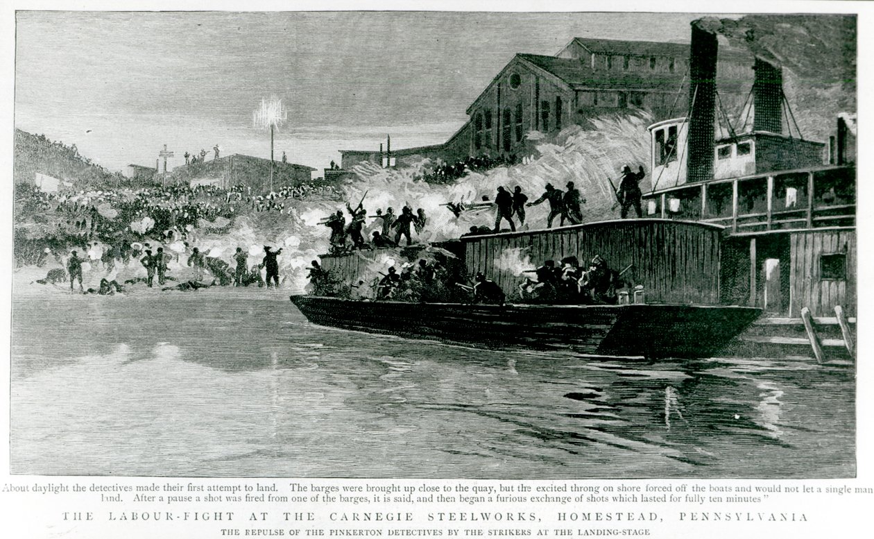 Le combat ouvrier aux aciéries Carnegie, Homestead, Pennsylvanie, de 