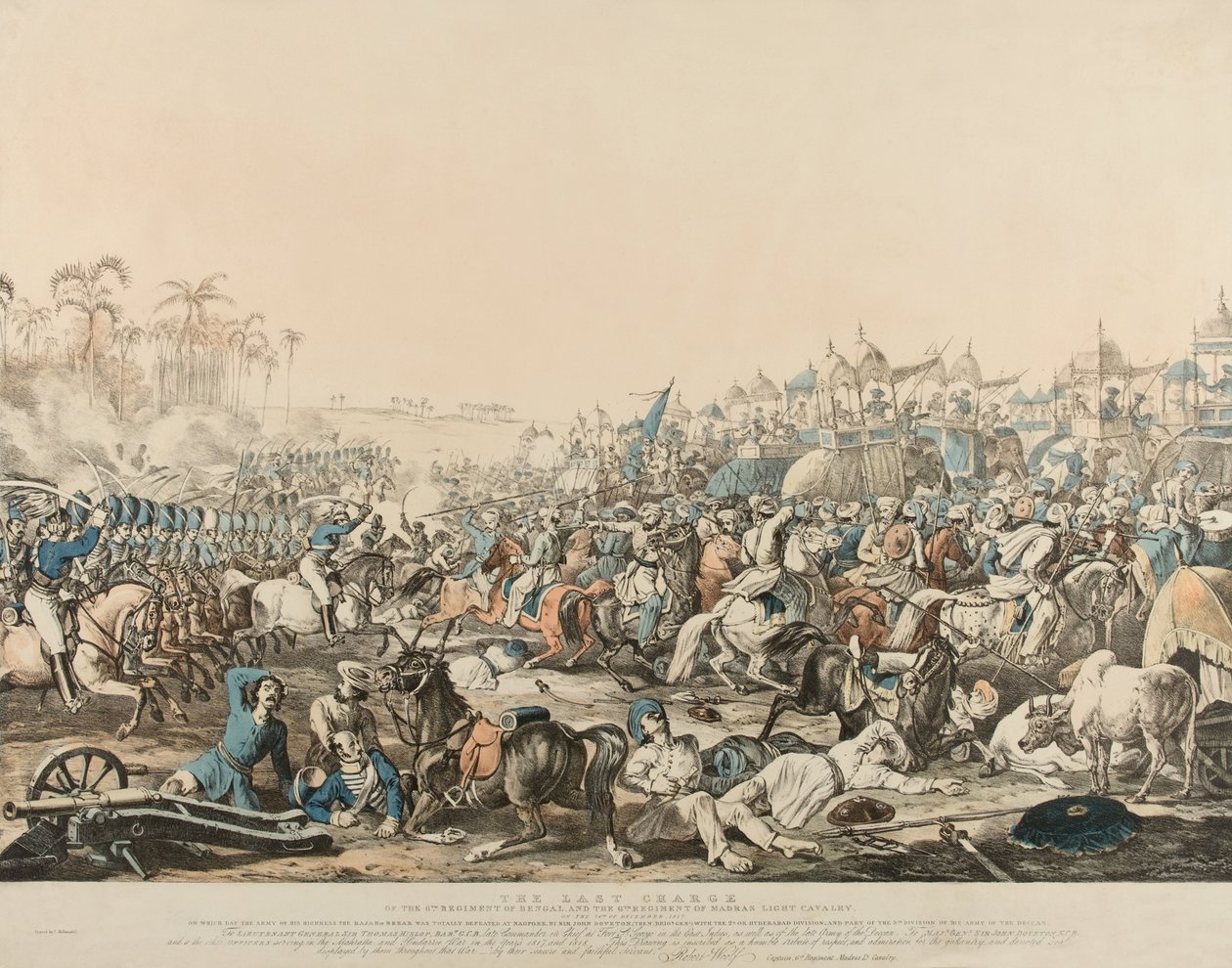 La dernière charge du 6e régiment du Bengale et du 6e régiment de cavalerie légère de Madras le 16 décembre 1817 - English School