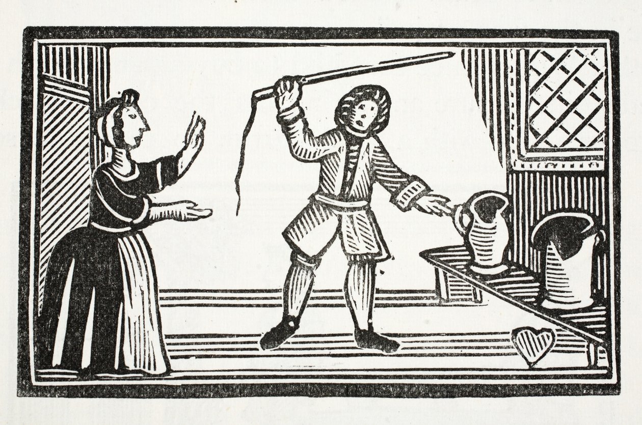 Les farces folles de Tom Tram, illustration de Chap-books du XVIIIe siècle par John Ashton, pub. 1882 - English School