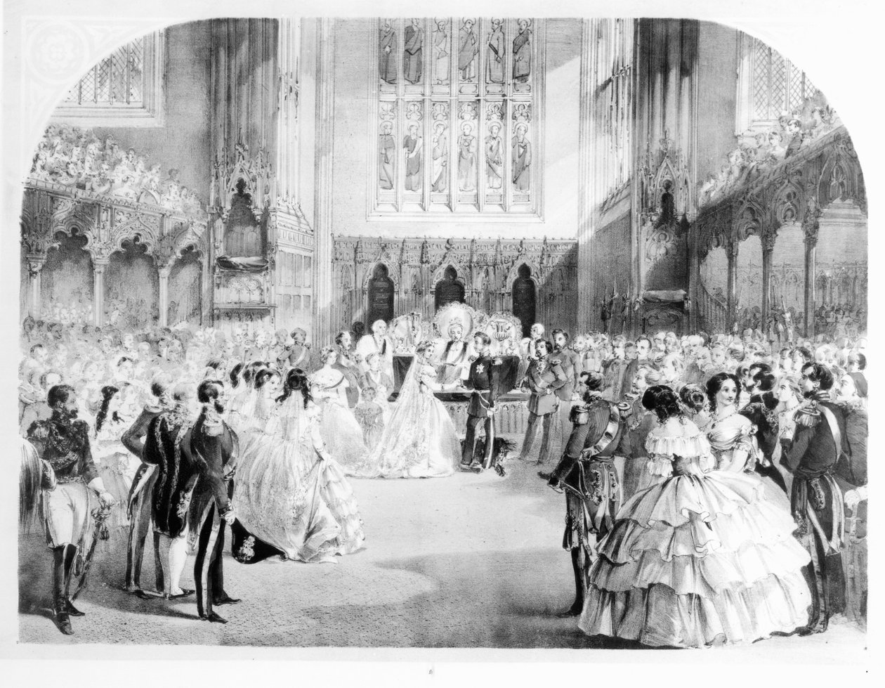 Le Mariage de Victoria, la Princesse Royale (1840-1901) et le Prince Héritier Frédéric Guillaume de Prusse (1831-88) à la Chapelle Royale, St. James, 25 janvier 1858 - English School