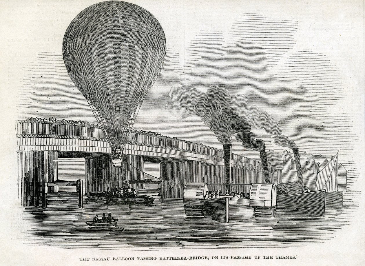 Le ballon Nassau passant le pont de Battersea - English School