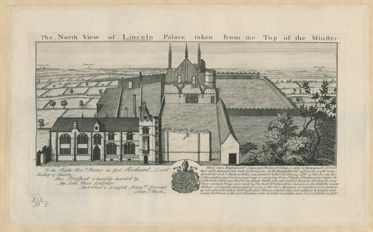 Vue nord du palais de Lincoln, prise du sommet de la cathédrale - English School