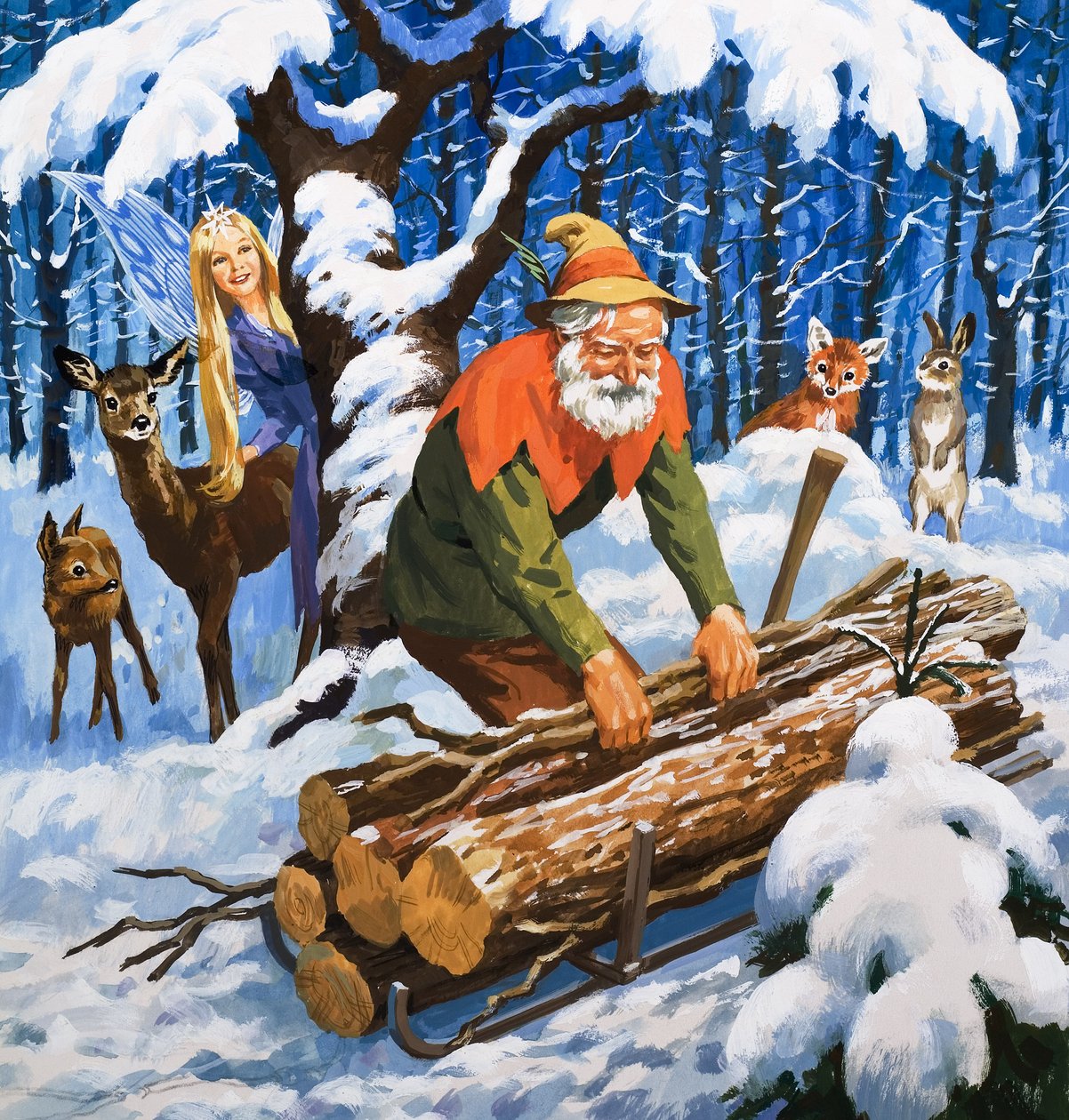 La fée des neiges, illustration de "Il était une fois" (gouache sur papier) - English School