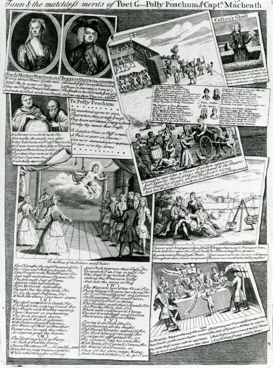 Le Méli-mélo de la scène représentant le goût poli de la ville et les mérites incomparables du poète G., Polly Peachum et le capitaine Macheath, c.1728 - English School