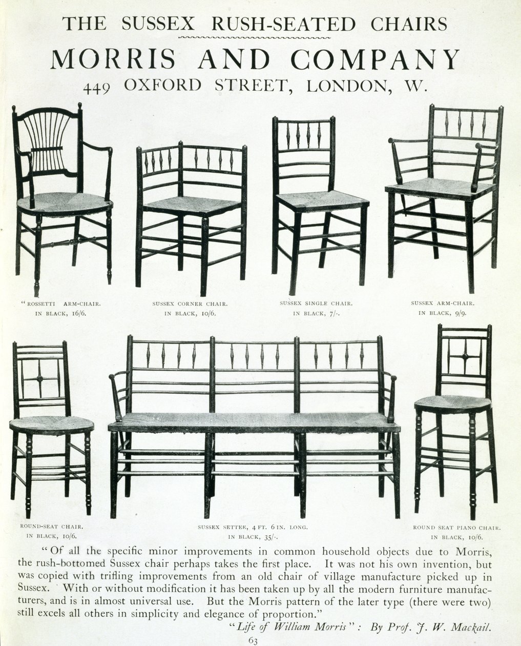 Les chaises à siège en jonc du Sussex, fabriquées par Morris and Company - English School