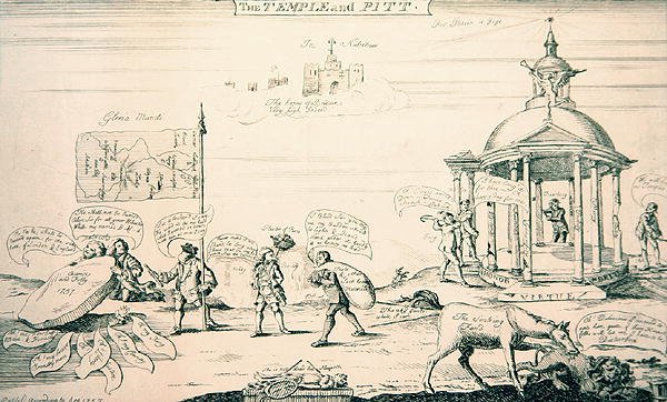 Le Temple et Pitt (gravure) - English School