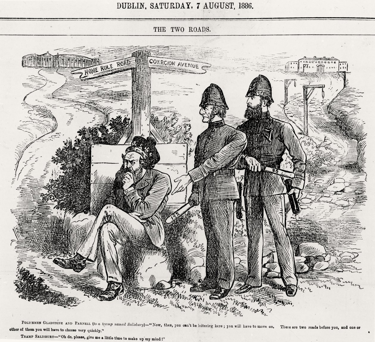 Les deux chemins, illustration, pub. 7 août 1886 - English School