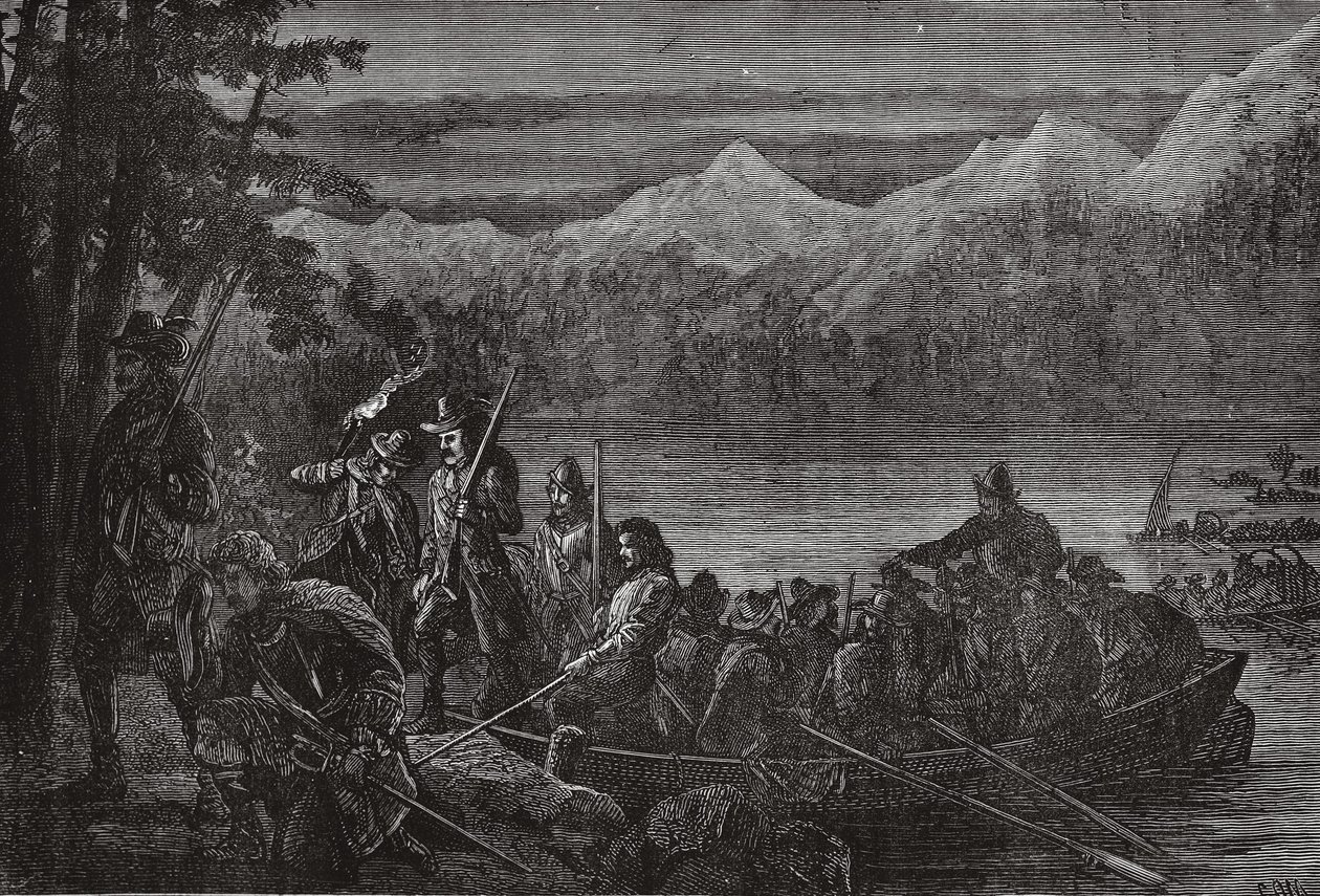 Les Vaudois traversant le lac Léman de nuit, illustration de L