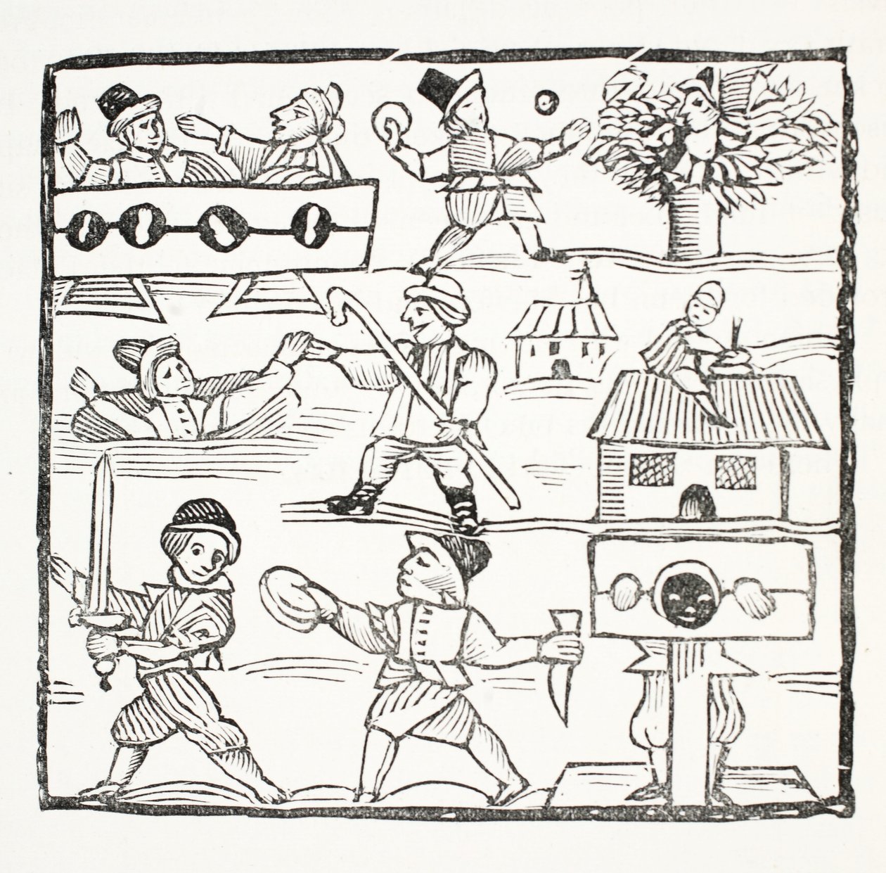 Le voyageur gallois, ou Le Gallois malheureux par Humphrey Cornish, illustration de Chap-books du XVIIIe siècle par John Ashton, pub. 1882 - English School