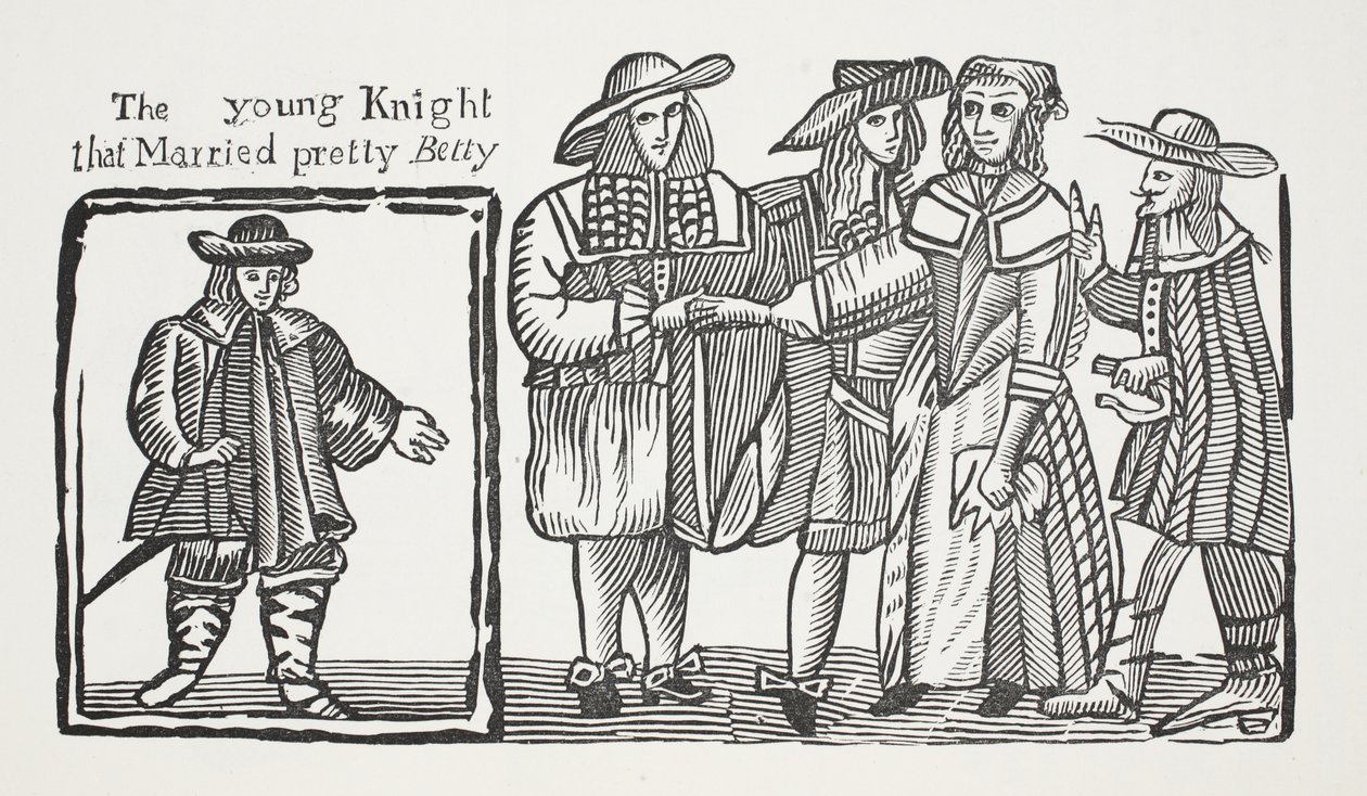 Le jeune chevalier qui a épousé la jolie Betty, illustration de Chap-books du XVIIIe siècle par John Ashton, pub. 1882 - English School