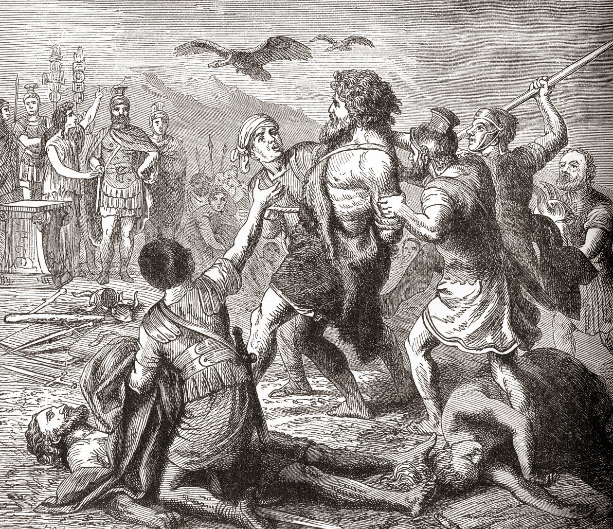 La capture de Teutobochus, un géant légendaire et roi des Teutons, de l