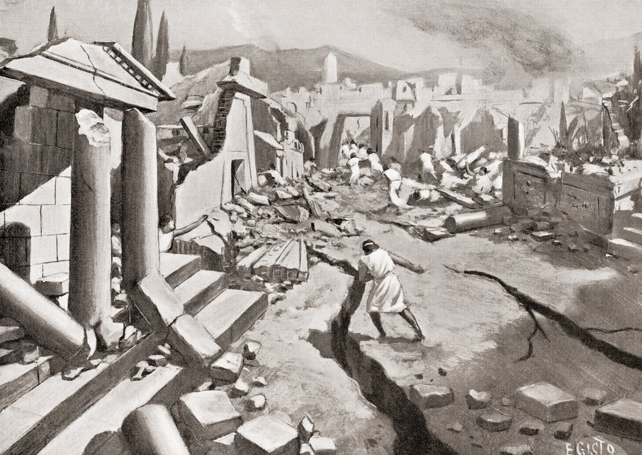 Le tremblement de terre à Sparte, Grèce antique, 464 av. J.-C., de l