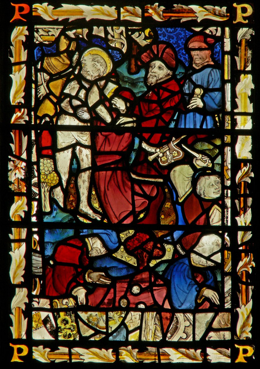 La fenêtre est représentant le Christ dépouillé pour la Crucifixion; tirage au sort - English School