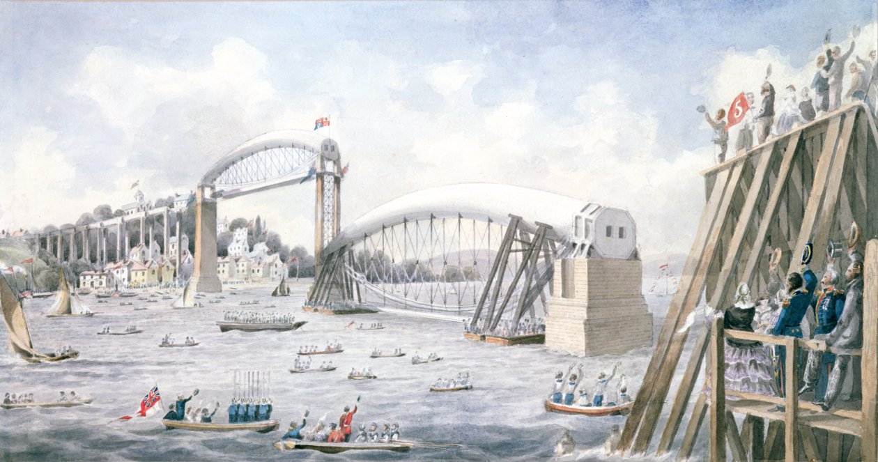 Le flottement de la dernière travée du pont Royal Albert, Saltash - English School