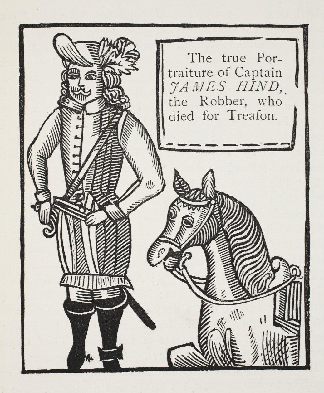 Le véritable portrait du capitaine James Hind, le voleur, mort pour trahison, illustration de Chap-books du XVIIIe siècle par John Ashton, pub. 1882 - English School