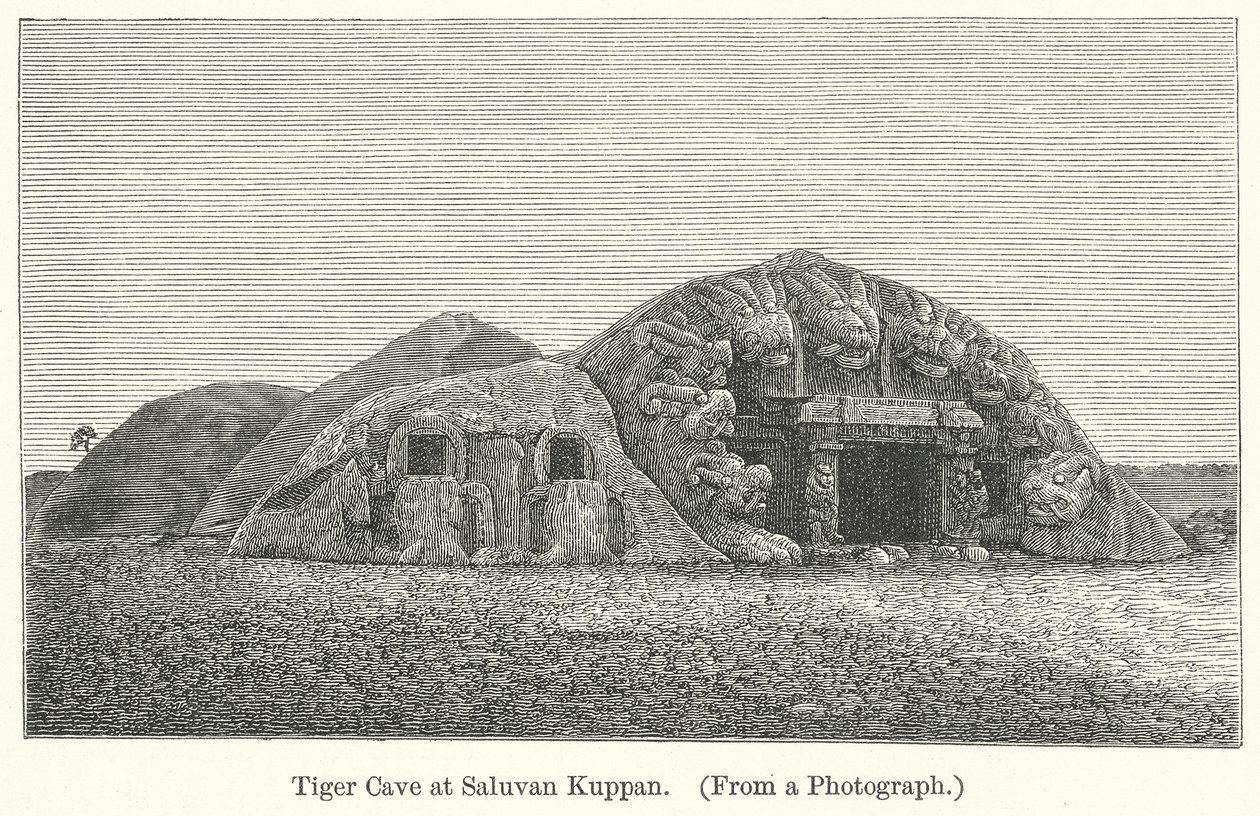 Grotte du tigre à Saluvan Kuppan (gravure) - English School