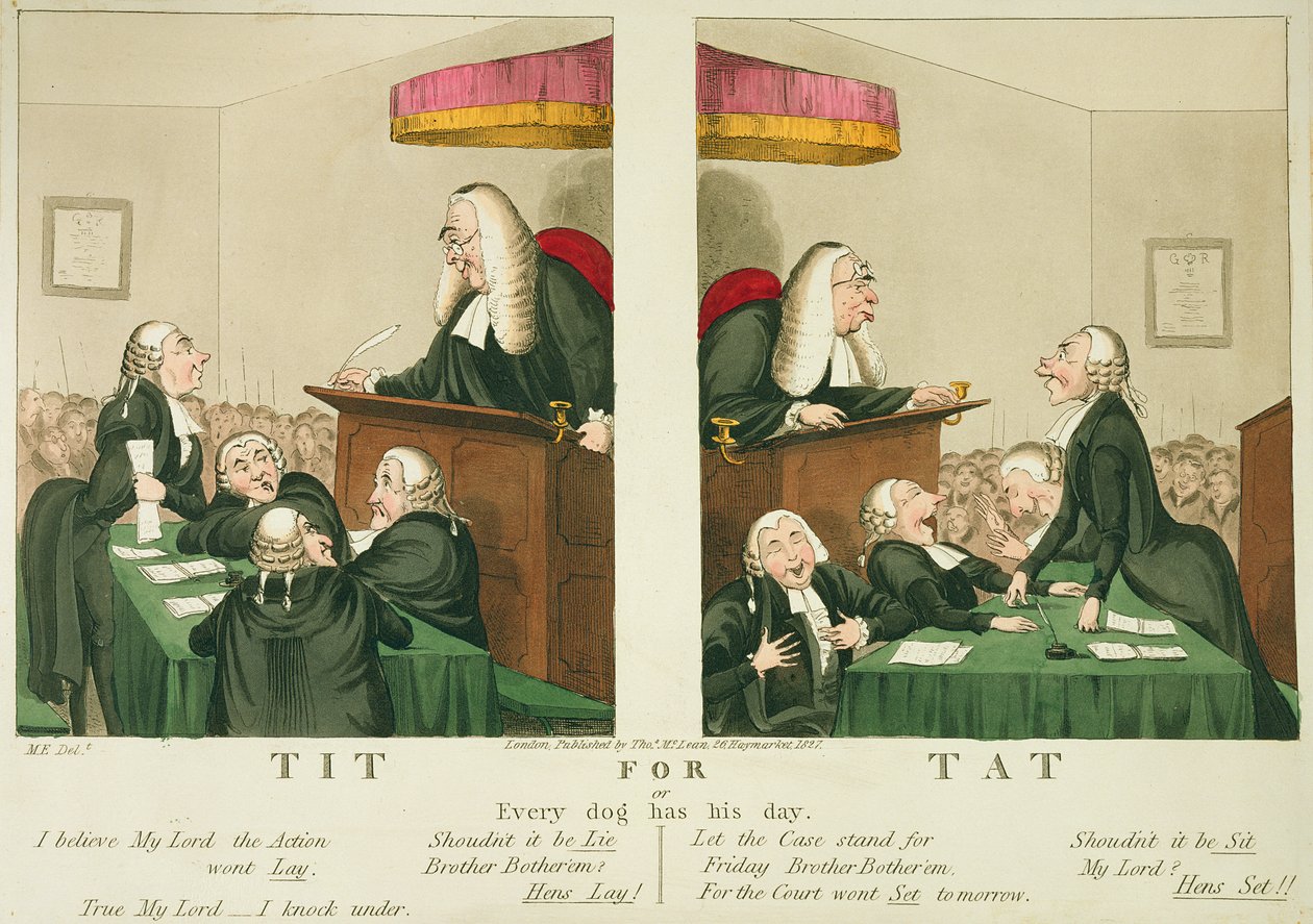 Chacun son tour, ou chaque chien a son jour, publié par Thomas McLean, Londres, 1827 - English School