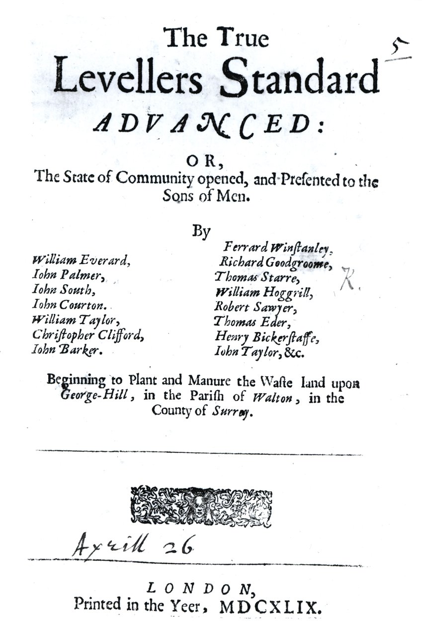 Page de titre de The True Levellers Standard, publié le 26 avril 1649 - English School