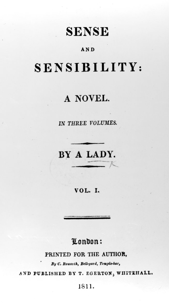 Page de titre de Raison et Sentiments par Jane Austen, première édition, 1811 - English School