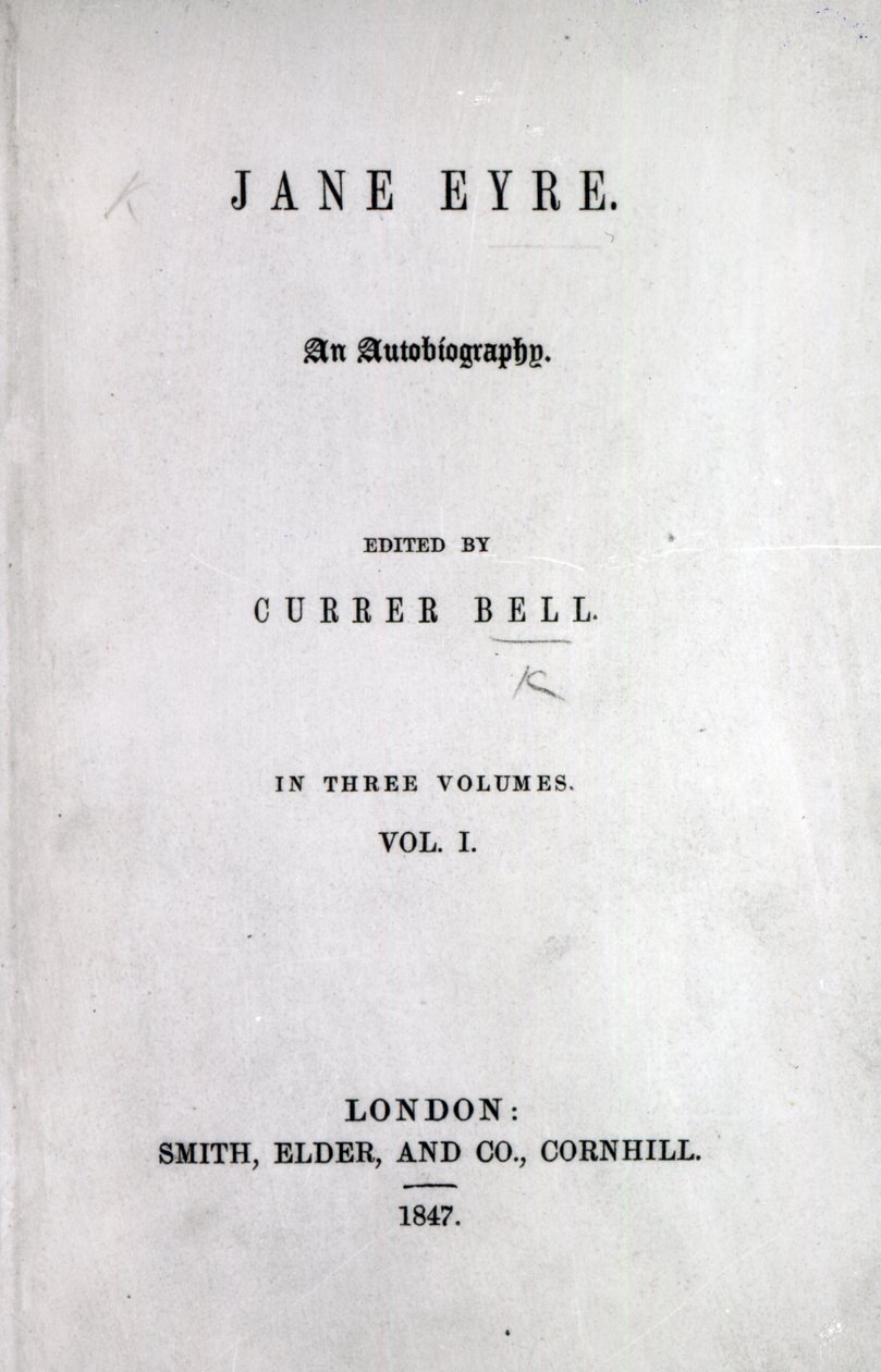 Page de titre de la première édition de Jane Eyre par Charlotte Brontë, 1847 - English School