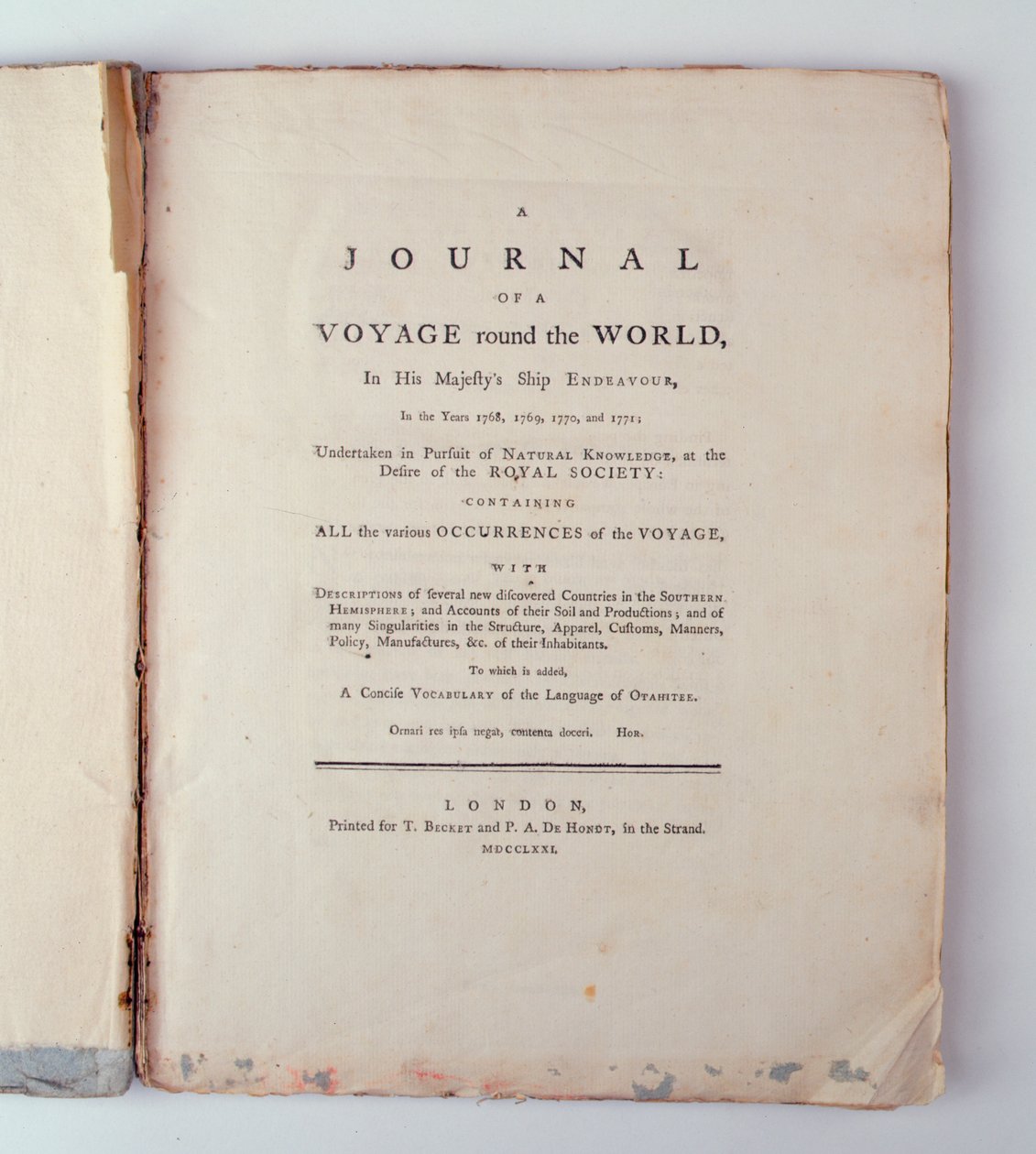 Page de titre de A Journal of a Voyage Around the World in His Majesty