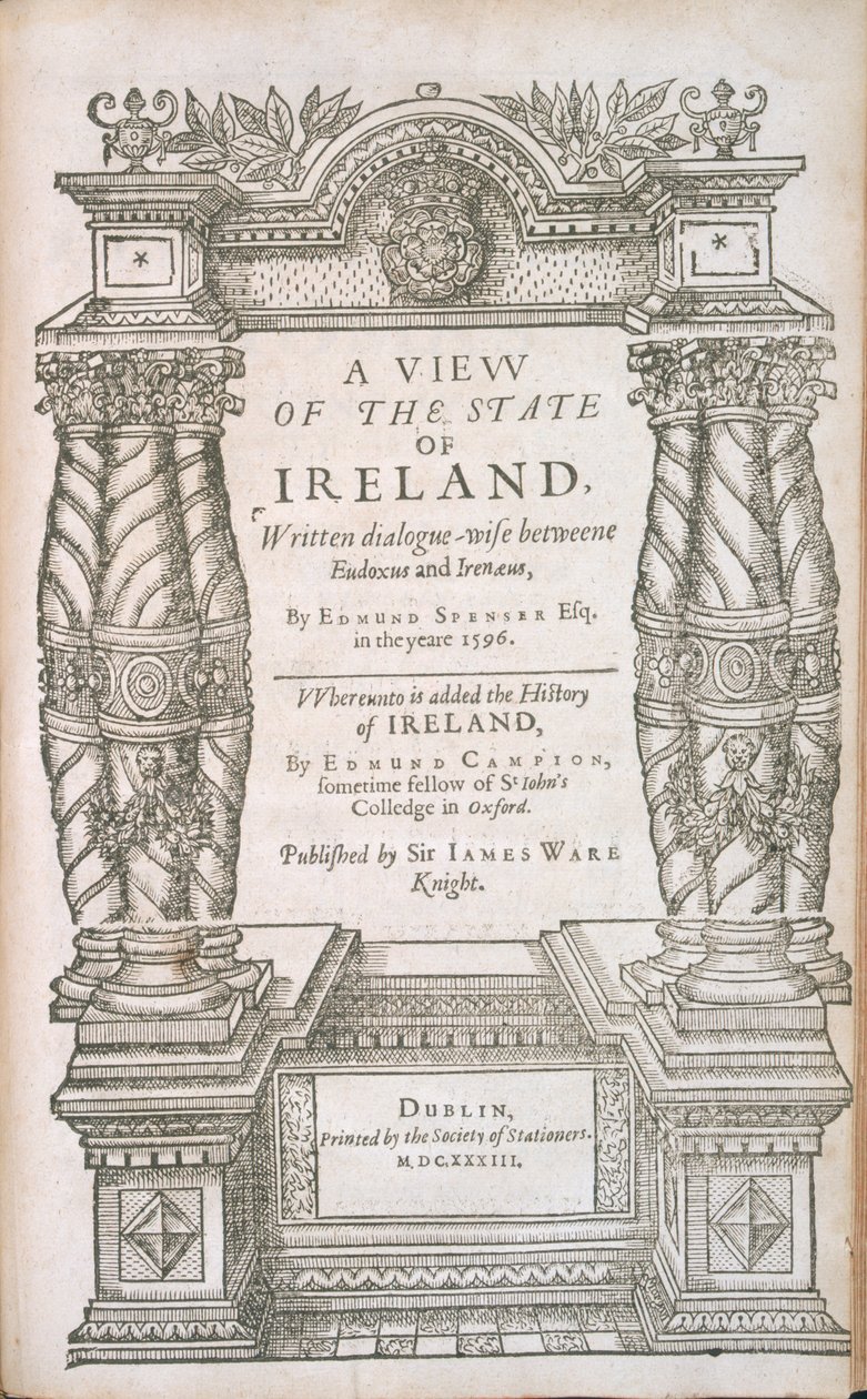 Page de titre de A View of the State of Irelande et The Historie of Irelande, 1633 - English School