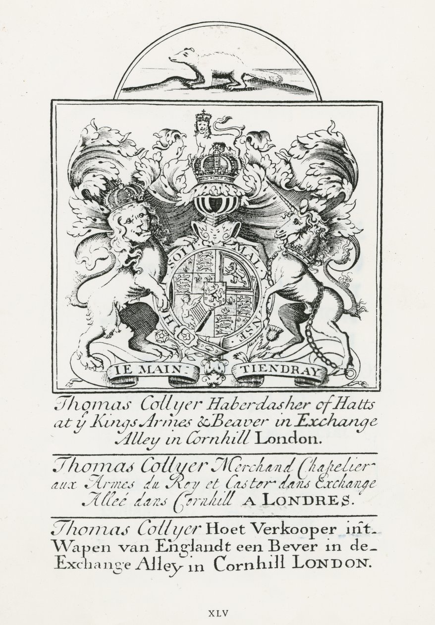 Carte de visite pour Thomas Collyer, Cornhill Haberdasher - English School