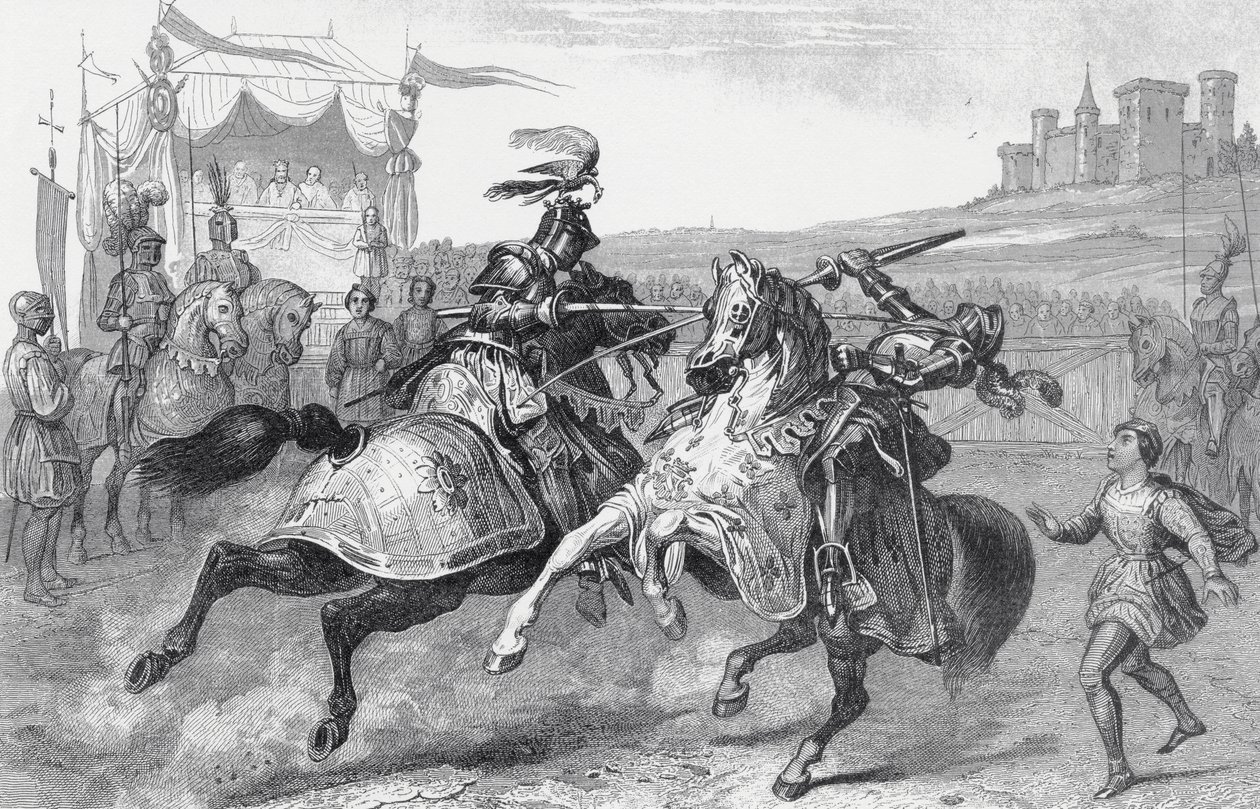 Deux chevaliers jouteurs à un tournoi en Allemagne - English School