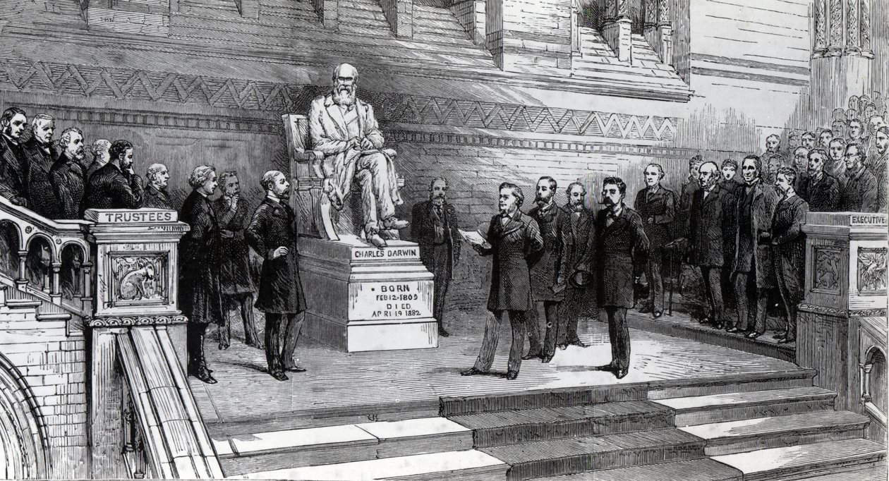 Inauguration de la statue du défunt Charles Darwin au Musée d