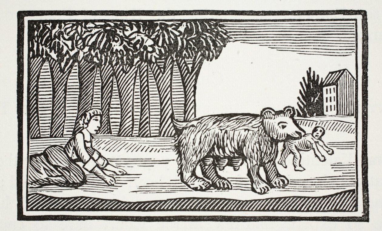 Valentin et Orson, illustration de Chap-books du XVIIIe siècle par John Ashton, pub. 1882 - English School