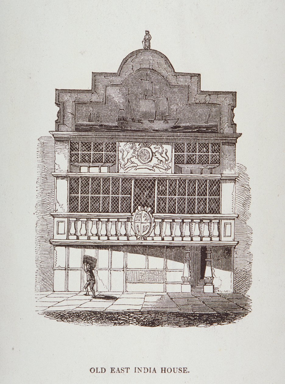 Vue de la Maison des Indes Orientales, avec une figure devant, vers 1700 - English School