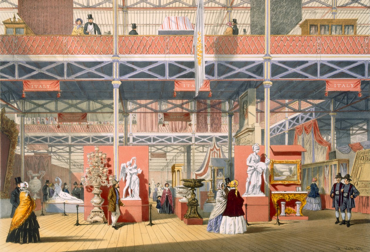 Vue de la section italienne de la Grande Exposition de 1851, de Dickinsons Comprehensive Pictures - English School