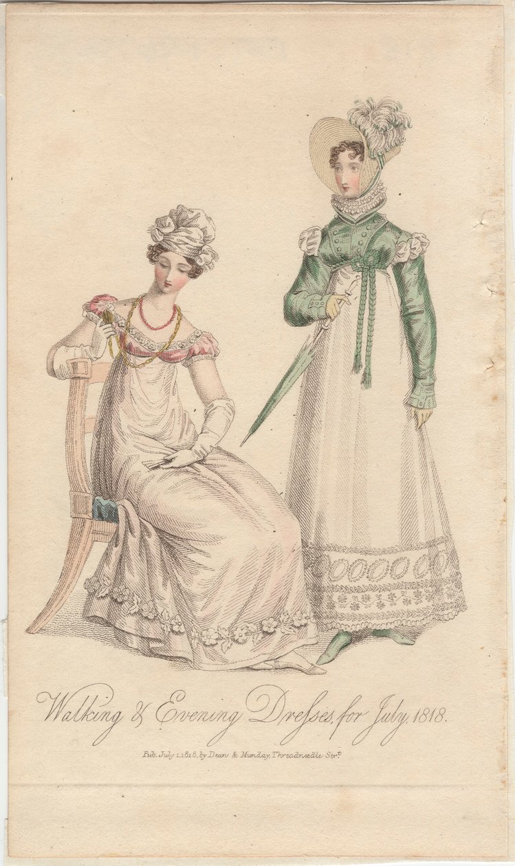 Robes de marche et de soirée pour juillet 1818 - English School