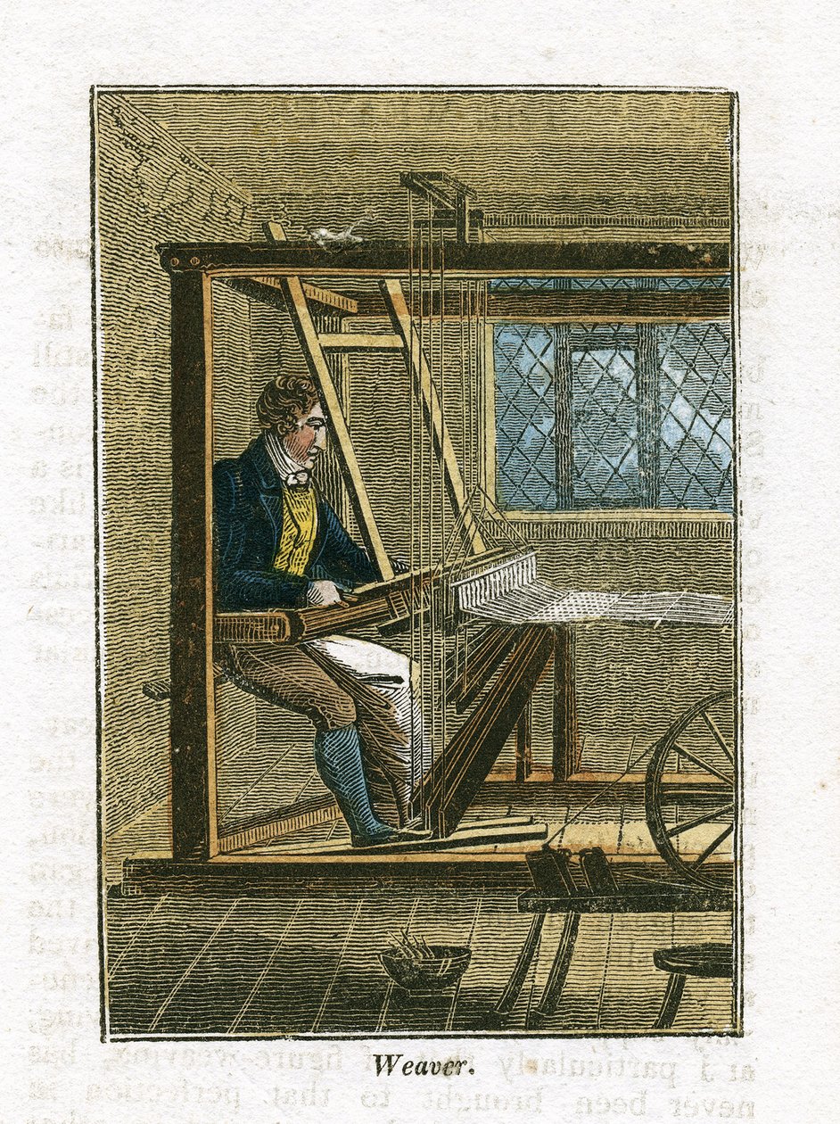Tisserand à son métier, tiré de "The Book of English Trades" Londres - English School
