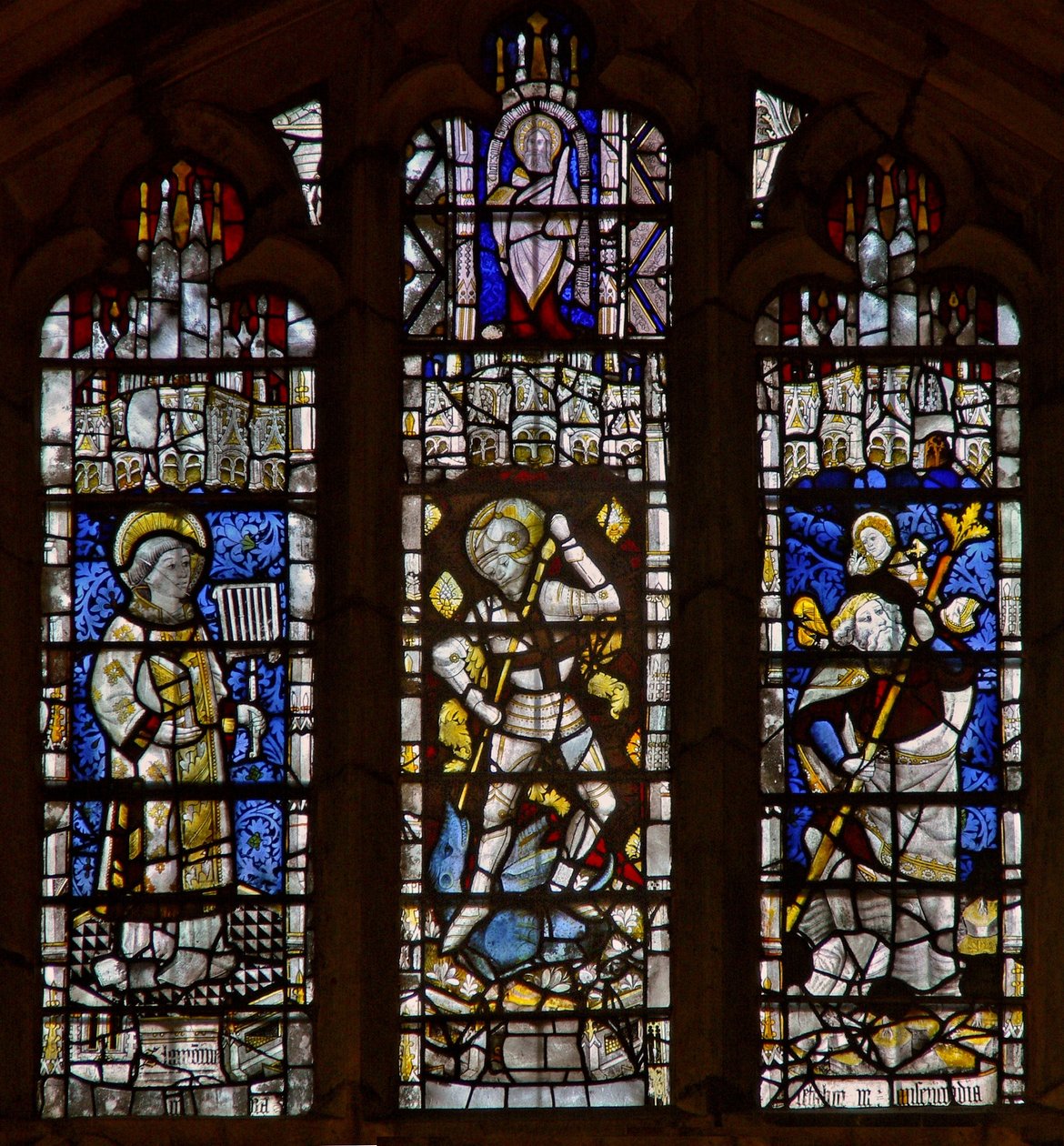 Fenêtre ouest représentant Saint Christophe, Saint Georges, Saint Laurent - English School
