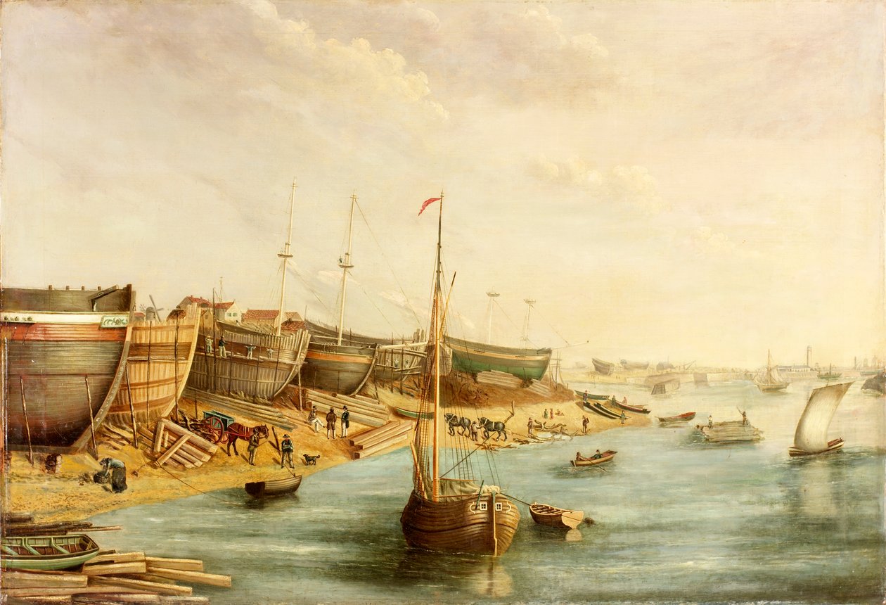 Chantier naval de William Piles, North Sands, c.1830 - English School