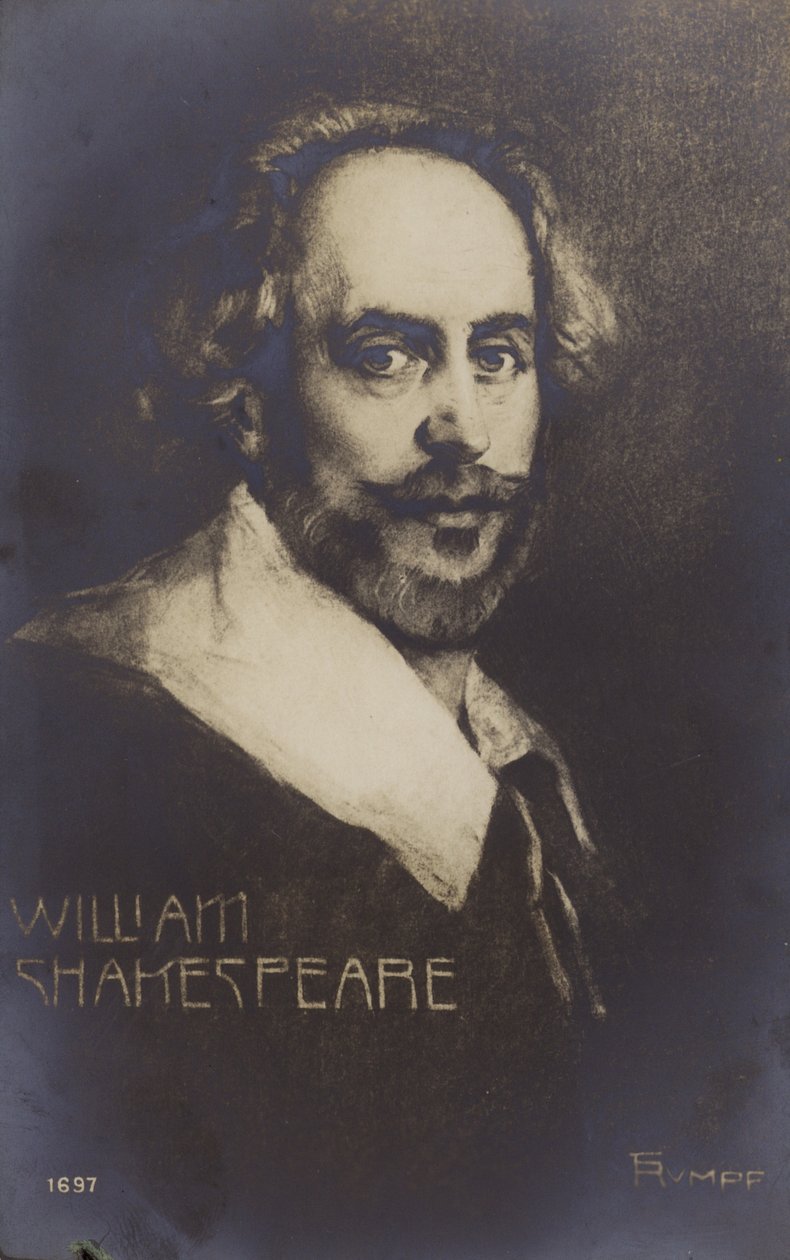 William Shakespeare (c1564-1616), dramaturge et poète anglais (litho) - English School