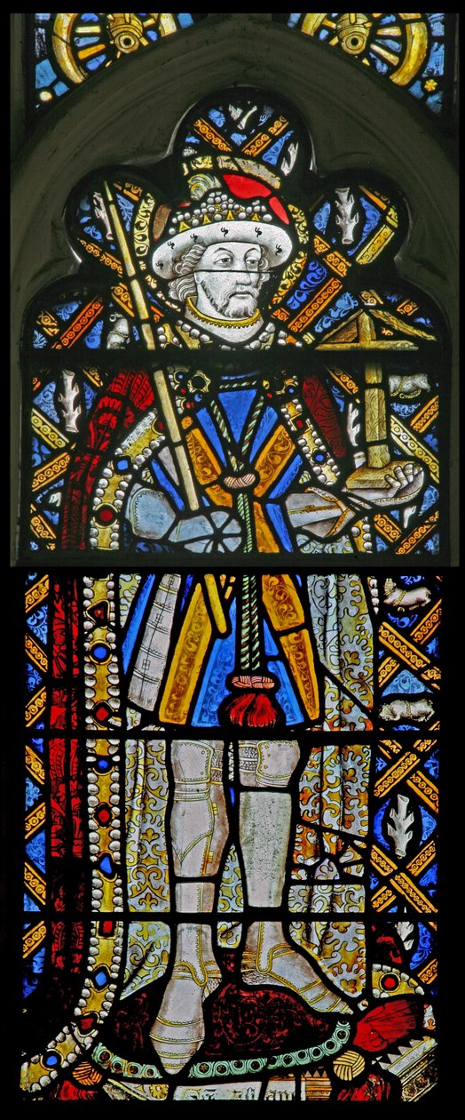 Fenêtre Ew représentant Saint Alban - avec des bijoux en verre incrusté - English School